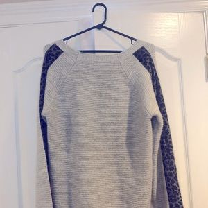 Womens Gray Cheetah Sweater